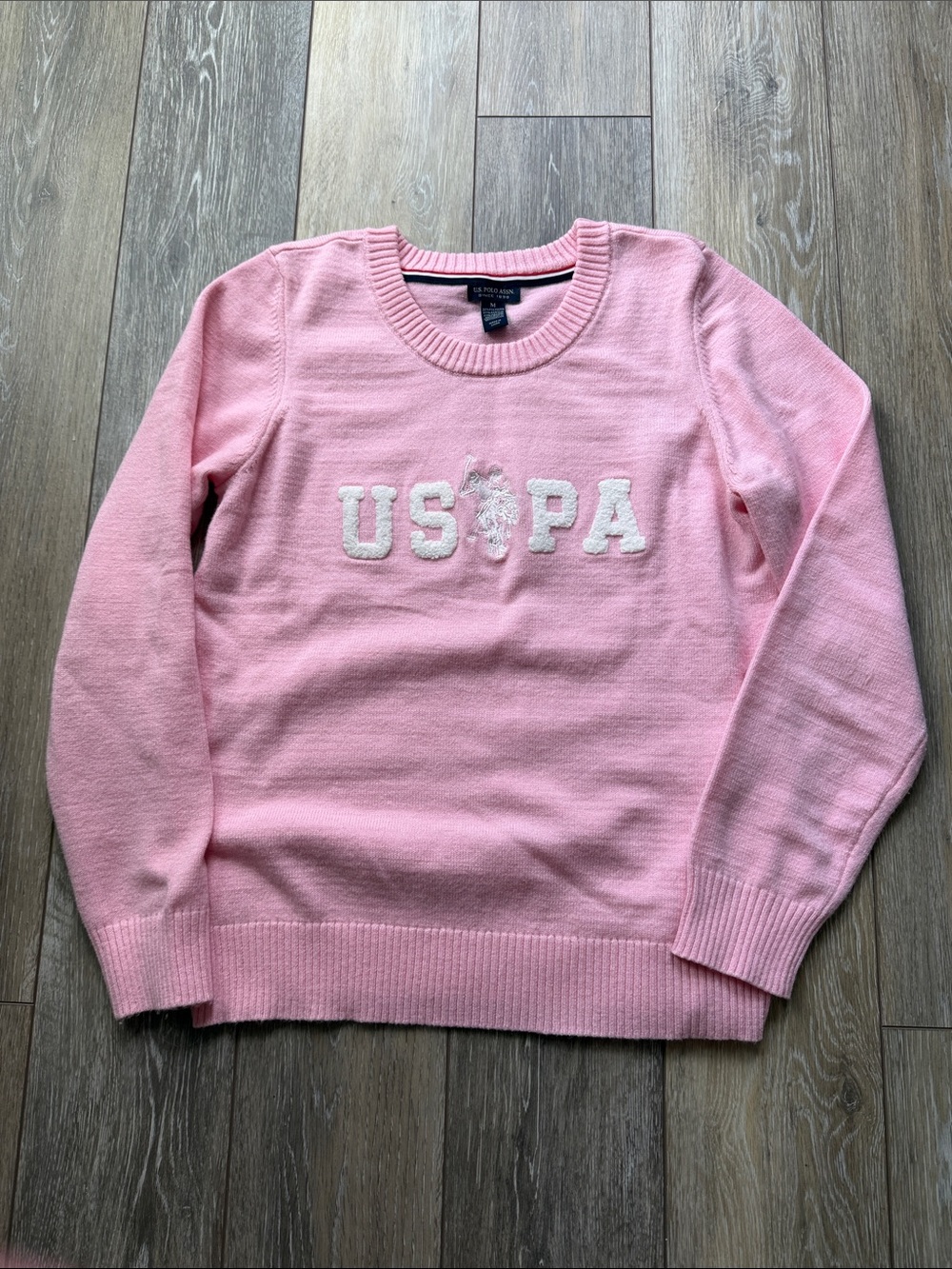 U.S. Polo Assn. Women's Pink Crewneck Sweater with Logo